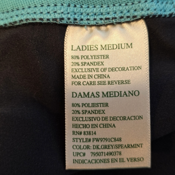 Tangerine Gray With Teal Accents Yoga Workout Pants Capris Women's Size M - Picture 6 of 12